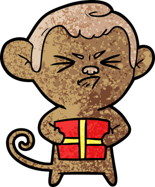 Bir insan tarafından çizilmiş kızgın maymun çizgi filmi.