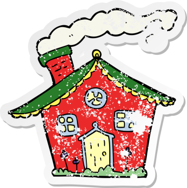 Bir insan tarafından çizilmiş karikatür evinin sıkıntılı çıkartması.