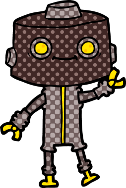 Bir insan tarafından çizilmiş çizgi film robotu