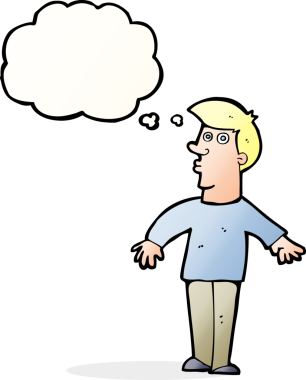 Bir insan tarafından çizilen düşünce baloncuğuyla adamı şaşırtan çizgi film.