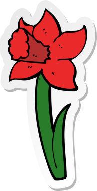 Bir insan tarafından çizilmiş karikatür çiçeğinin çıkartması.