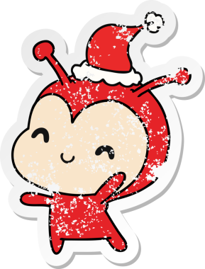 Bir insan tarafından çizilmiş Kawaii Lady Bug 'ın yılbaşı etiketi.