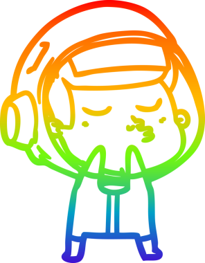 gökkuşağı gradyan çizimi bir çizgi insan tarafından çizilmiş kendinden emin astronot