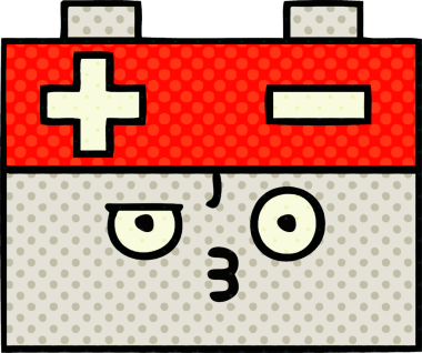 Bir insan tarafından çizilmiş bir araba aküsünün çizgi romanı.