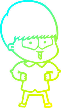 Bir çizgi film karakteri çizen soğuk çizgi bir insan tarafından çizilmiş mutlu çocuk.