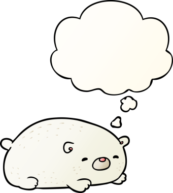 Karikatür kutup ayısı. Düşünce baloncuğu bir insan tarafından çizilmiş.