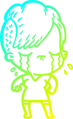 Bir insan tarafından çizilmiş ağlayan bir çizgi film kızı çizimi.