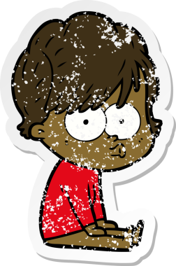 Bir insan tarafından çizilmiş karikatür bir kadının sıkıntılı çıkartması.