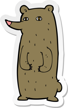 Bir insan tarafından çizilmiş komik bir ayının çıkartması.