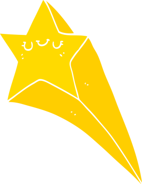 Bir insan tarafından çizilmiş düz renkli çizgi film yıldızı