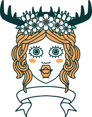 Retro Dövme Tarzı İnsan Druid karakteri Bir insan tarafından çizilmiş pankartıyla