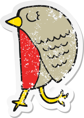 Bir insan tarafından çizilmiş karikatür kuşunun sıkıntılı çıkartması