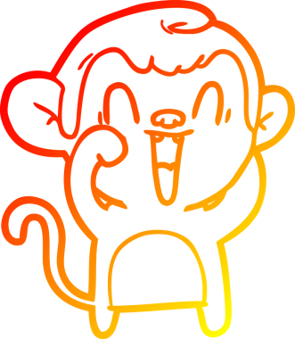 Bir insan tarafından çizilmiş gülen maymun çizgi çizimi.