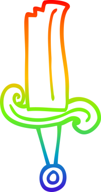 Bir insan tarafından çizilmiş mücevherli bir kılıcın çizgi çizimi.