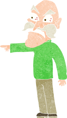 Bir insan tarafından çizilmiş öfkeli yaşlı bir adam.