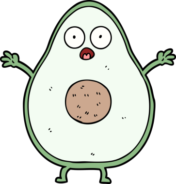 Bir insan tarafından çizilmiş avokado çizgi filmi.