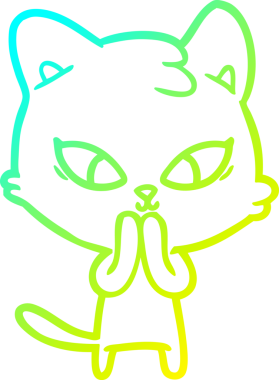 Bir insan tarafından çizilmiş bir çizgi film kedisinin soğuk gradyan çizgisi.