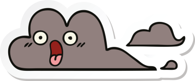 Bir insan tarafından çizilmiş şirin bir fırtına bulutunun çıkartması.