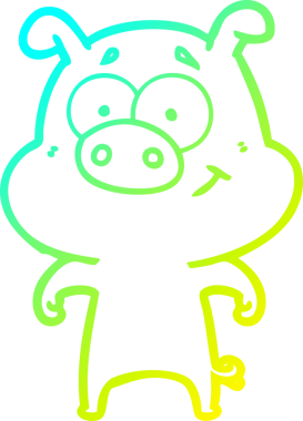 Bir insan tarafından çizilmiş mutlu çizgi film domuzu çizimi.