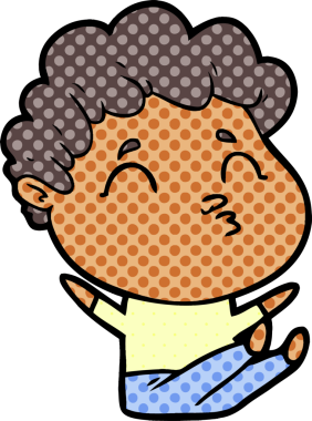 Çizgi film adamı somurtuyor Bir insan tarafından çizilmiş