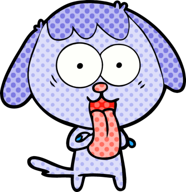 Bir insan tarafından çizilmiş şirin bir çizgi film köpeği.