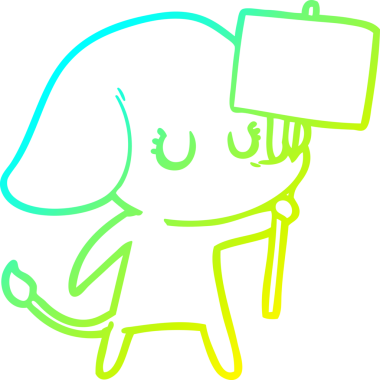 Bir insan tarafından çizilmiş şirin bir filin soğuk gradyan çizgisi