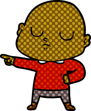 bir insan tarafından çizilmiş kel bir adam.