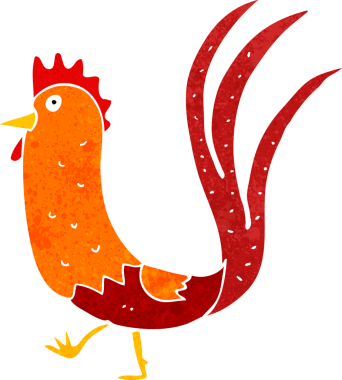 Bir insan tarafından çizilmiş bir horoz resmi.