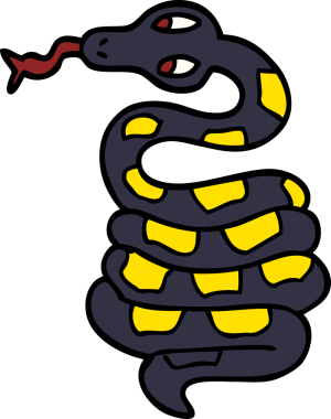 Bir insan tarafından çizilmiş zehirli bir yılan.