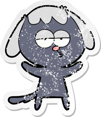 Bir insan tarafından çizilmiş sıkıntılı bir çizgi film çıkartması.