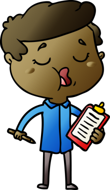 Bir insan tarafından çizilmiş karikatür adam konuşuyor.