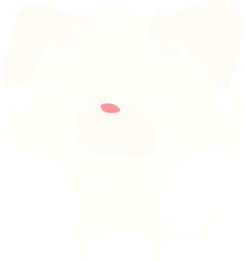 Bir insan tarafından çizilmiş düz renkli çizgi film köpeği.