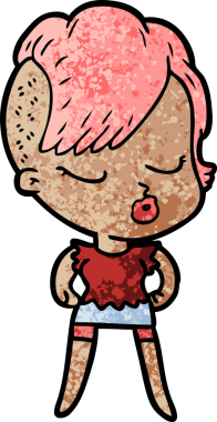 Bir insan tarafından çizilmiş güzel hippi kız.