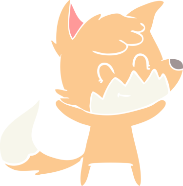 Bir insan tarafından çizilmiş düz renkli çizgi film dost tilkisi.