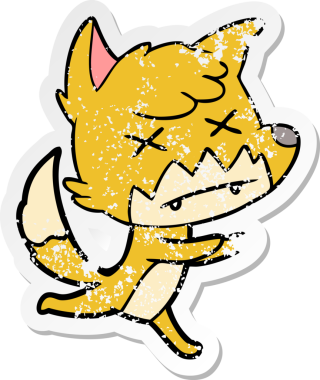 Bir insan tarafından çizilmiş ölü tilki çizgi filminin sıkıntılı çıkartması.