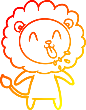 Bir insan tarafından çizilmiş mutlu çizgi film aslanının sıcak çizgi çizimi