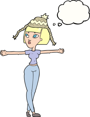 Bir insan tarafından çizilmiş şapkalı balon baloncuklu kadın.