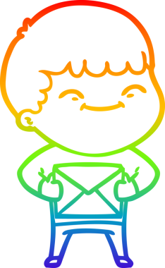 gökkuşağı gradyan çizgi çizimi bir insan tarafından çizilmiş mutlu bir çocuk