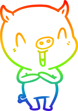 gökkuşağı gradyan çizimi mutlu çizgi domuz çizimi bir insan tarafından çizilmiş