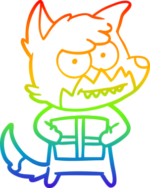 gökkuşağı gradyan çizgi çizimi bir insan tarafından çizilmiş sırıtan tilki çizgi filmi