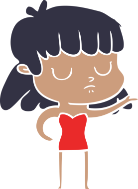 Bir insan tarafından çizilmiş düz renk çizgi film.