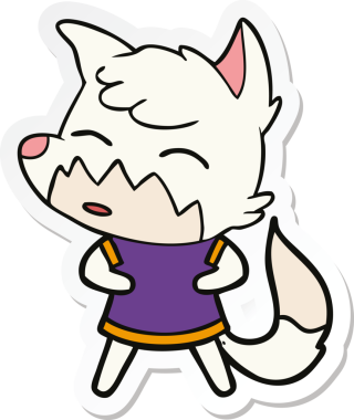 Bir insan tarafından çizilmiş bir tilkinin çıkartması.