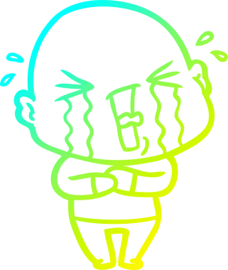 Bir insan tarafından çizilmiş, ağlayan kel bir adamın çizdiği soğuk çizgi.