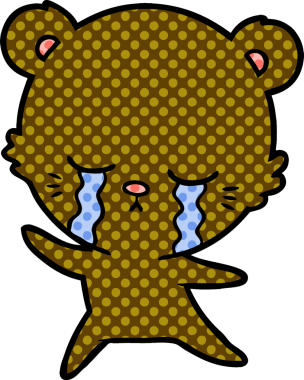 Bir insan tarafından çizilmiş ağlayan çizgi film ayısı.