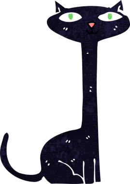 bir insan tarafından çizilmiş kara kedi çizgi filmi