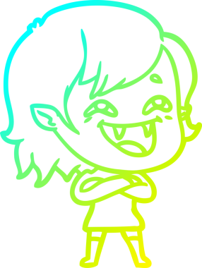 Bir insan tarafından çizilmiş gülen vampir kız çizgi filmi.