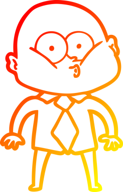 Bir insan tarafından çizilmiş kel bir adamın sıcak çizgi çizimi.