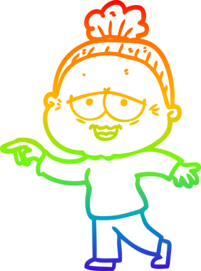 Gökkuşağı gradyan çizgi çizimi Bir insan tarafından çizilmiş mutlu yaşlı kadın