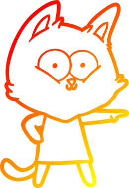 Bir insan tarafından çizilen çizgi film kedisinin sıcak çizgi çizimi