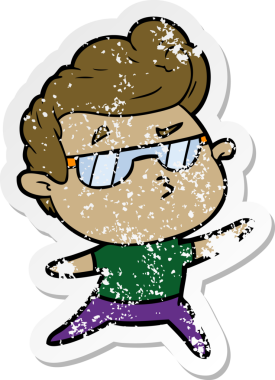 Bir insan tarafından çizilmiş havalı bir adamın sıkıntılı çıkartması.